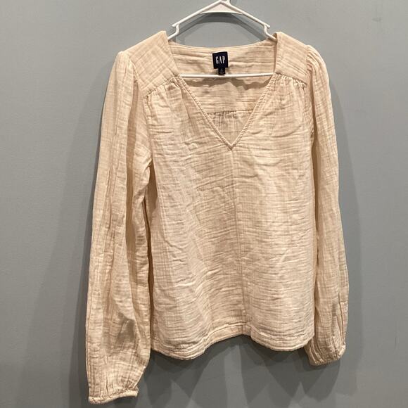 Gap Womens Long Sleeve Crinkle Gauzy Top Small Tall Peasant Casual Transitional - Picture 1 of 7